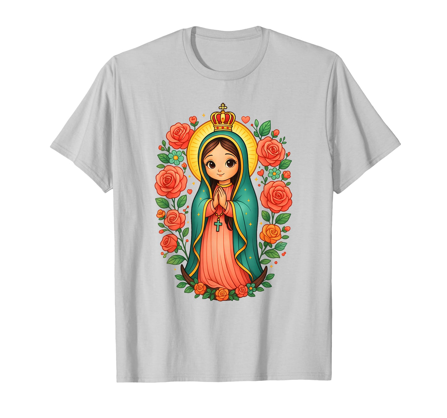 Cute Our Lady of Guadalupe Floral Mexican Identity T-Shirt