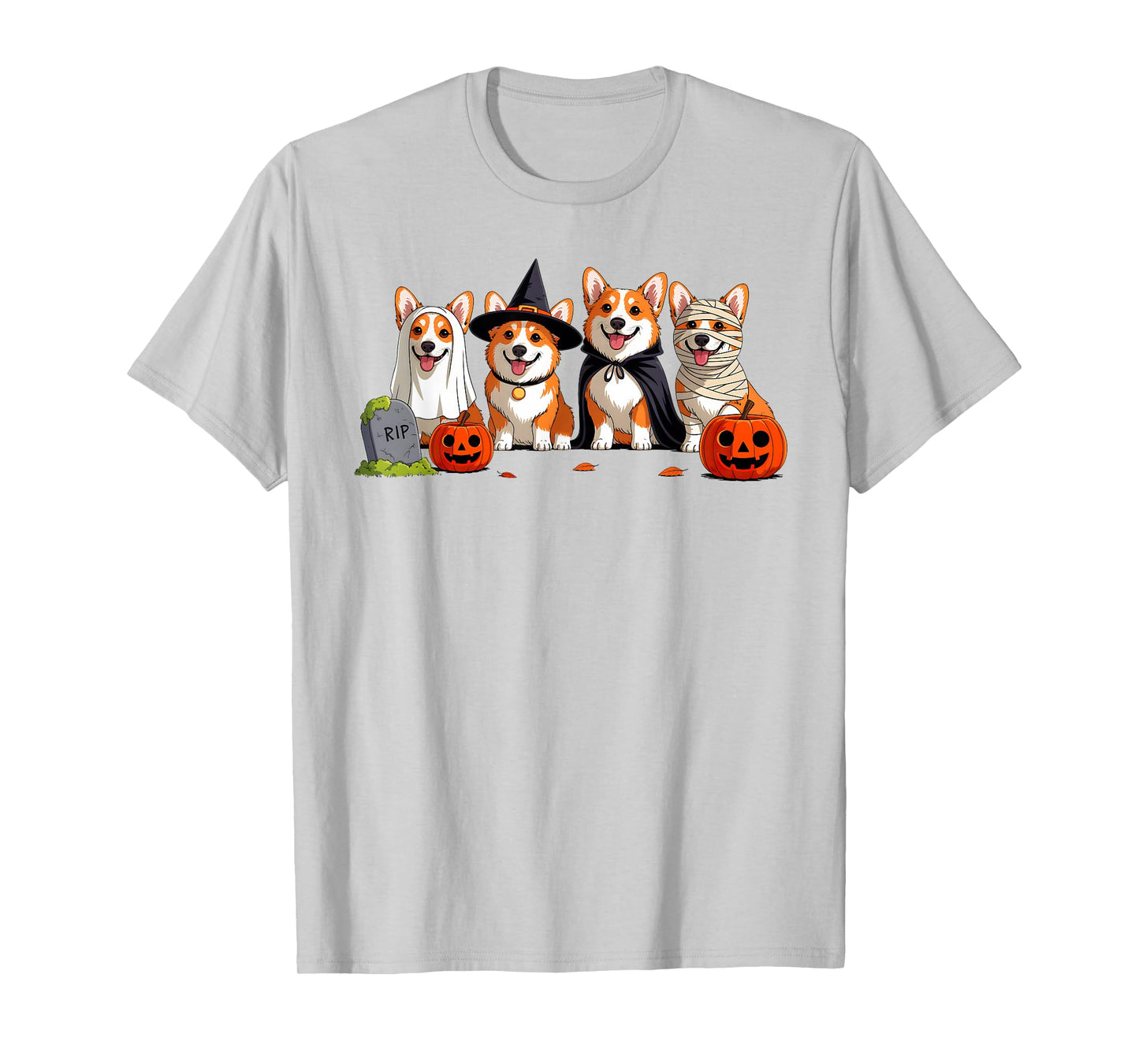 Corgi Dog Ghost Witch Mummy Pumpkin Funny Halloween Costume T-Shirt