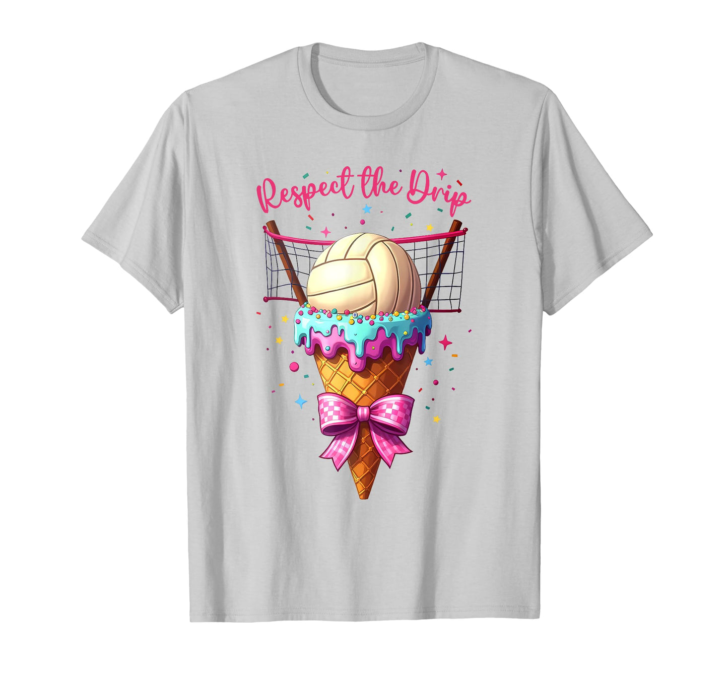 Volleyball Ice Cream Cone Drip Respect The Drip Boys Girls T-Shirt