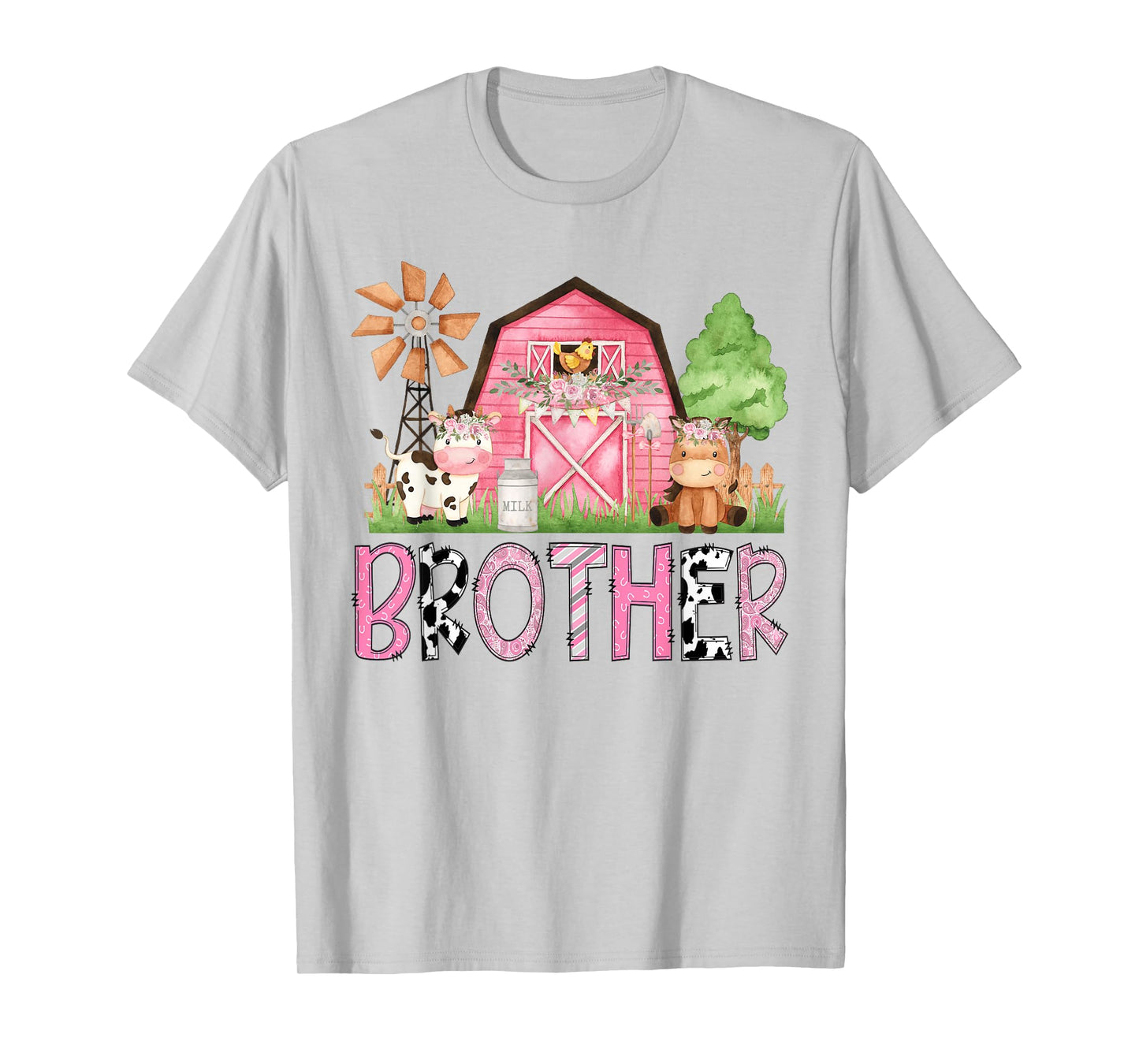 Brother Pink Farm Animal Birthday Kids Matching Family T-Shirt