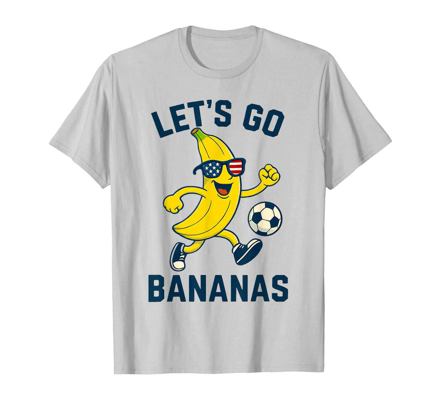 Funny Banana Soccer Cartoon Kicking Ball USA Flag Glasses T-Shirt