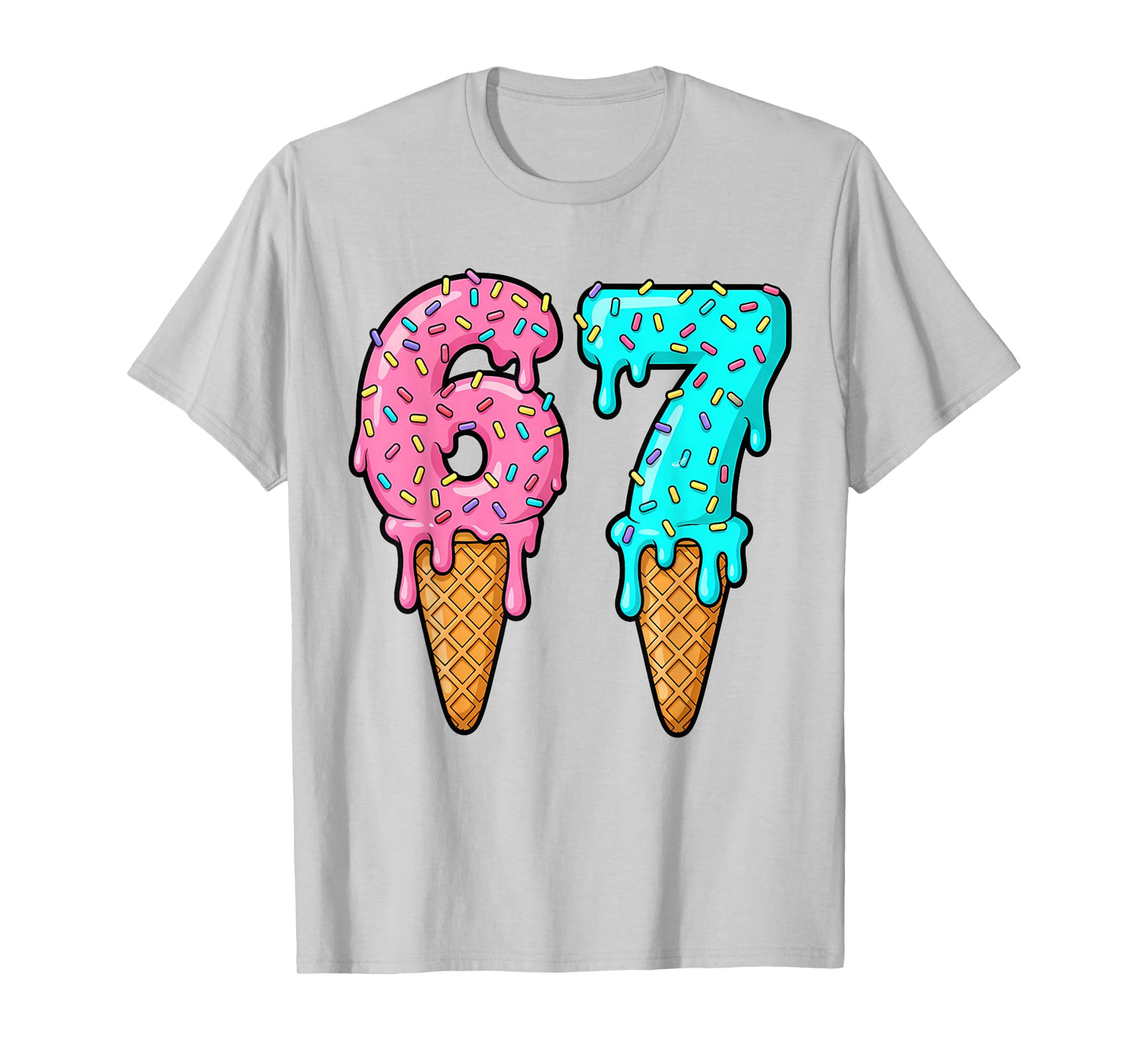 67 Ice Cream Drip Meme Funny Six Seven Gen Alpha Slang T-Shirt