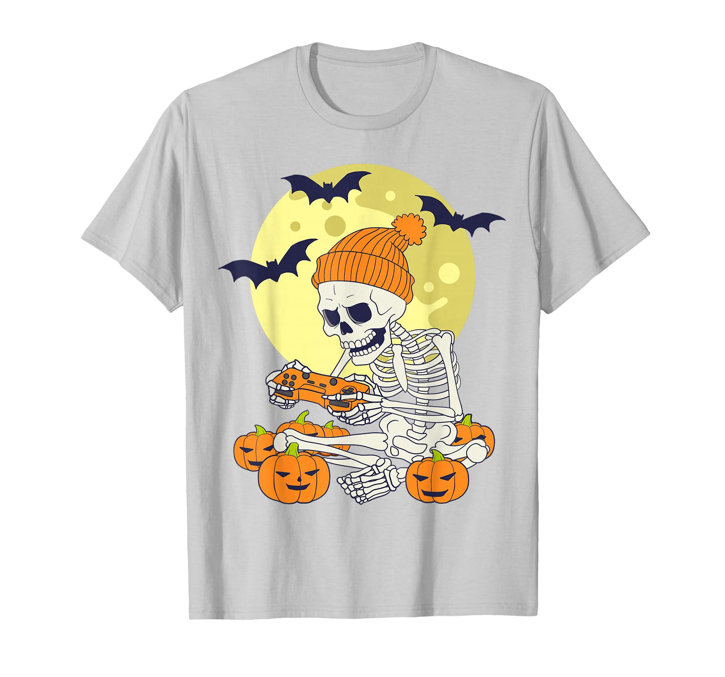 Funny Halloween Skeleton Gamer Video Games Boys Mens Gaming T-Shirt