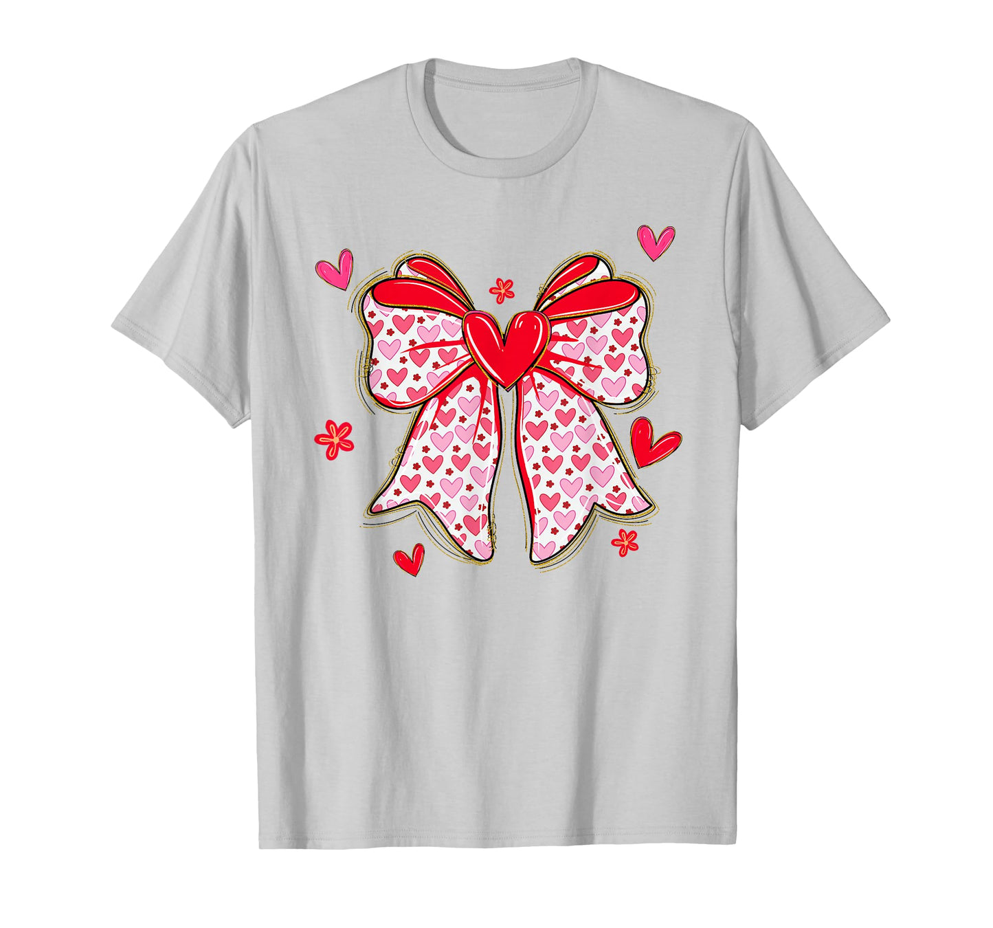 Valentines Day Hearts Coquette Bow Women Girls T-Shirt