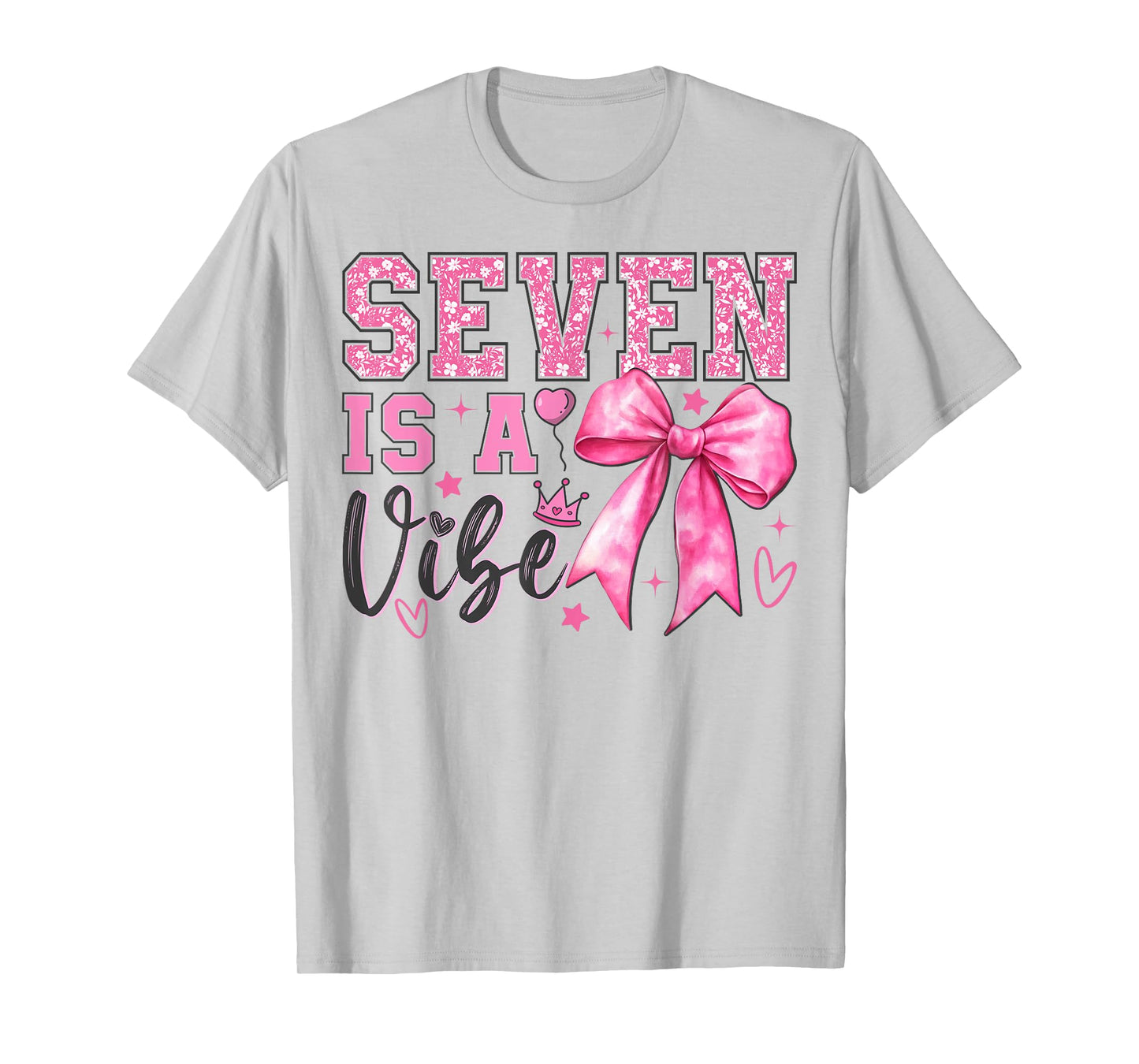 Seven is A Vibe Coquette 7th Birthday 7 Years Old Girls T-Shirt