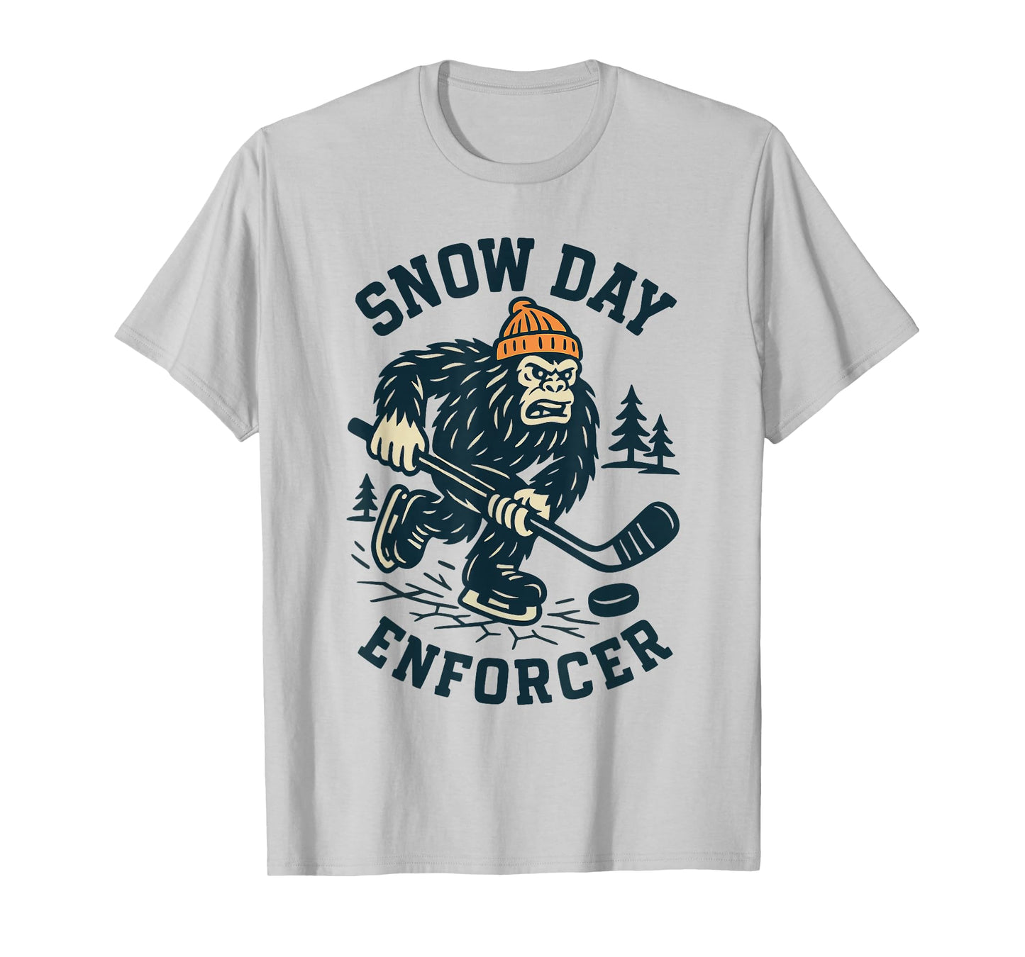 Snow Day Enforcer Abominable Snowman Hockey Player T-Shirt