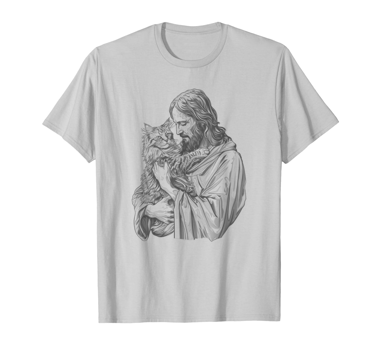 Jesus Holding Maine Coon Cat Longhair Pet Cat God T-Shirt for Men Women