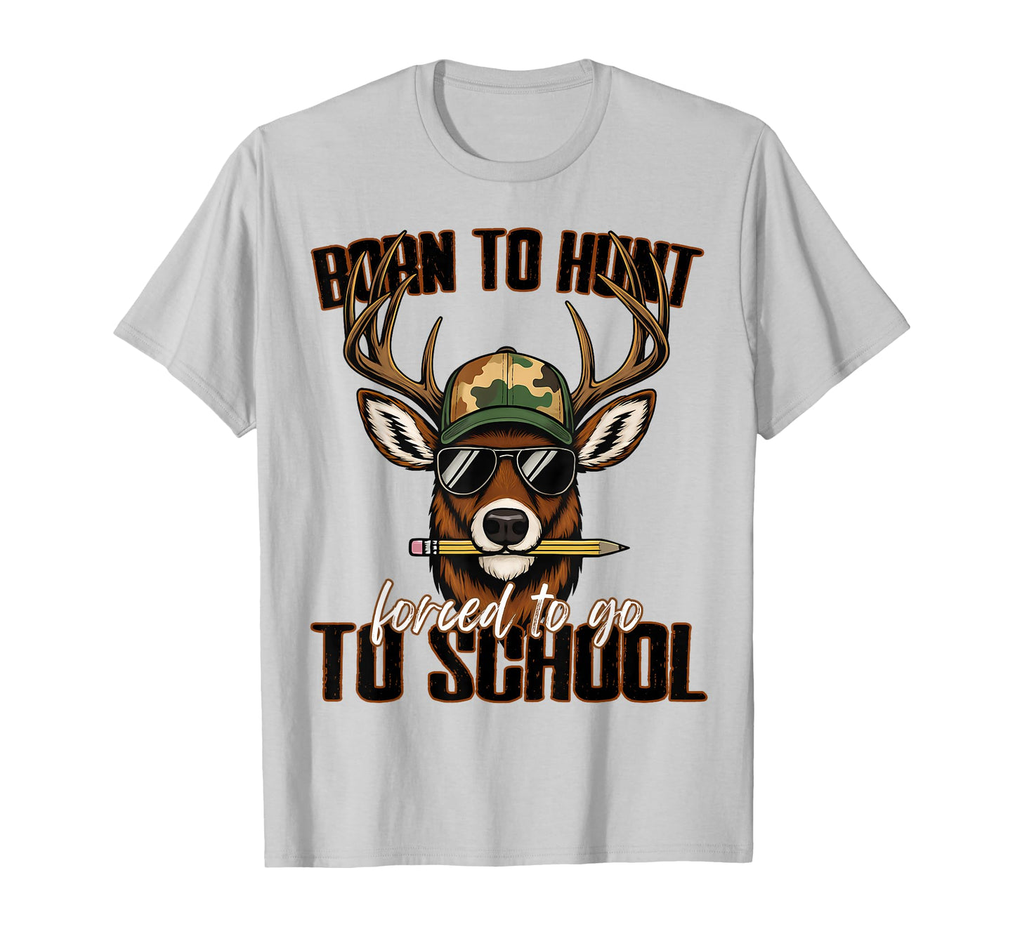 Forced to Go School Funny Camo Deer T-Shirt
