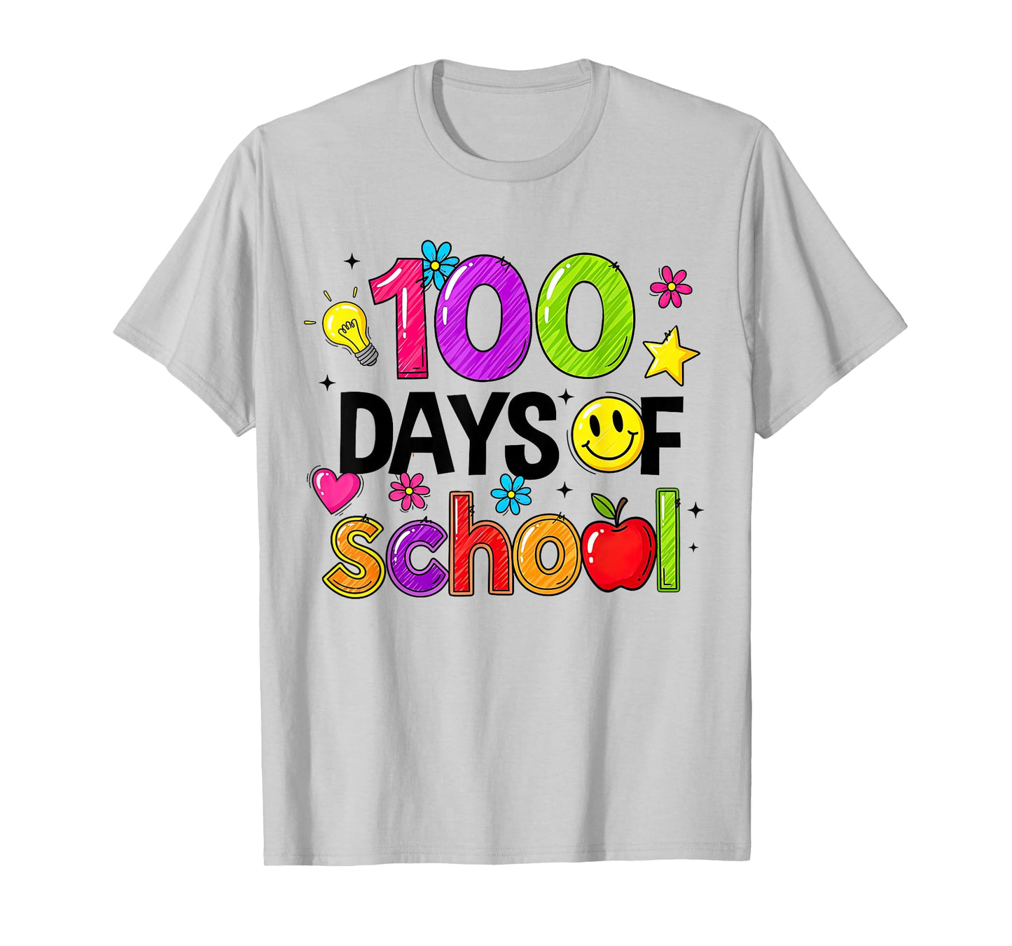 100 Days of School Smile Face 100th Day Brighter Teacher Kid T-Shirt