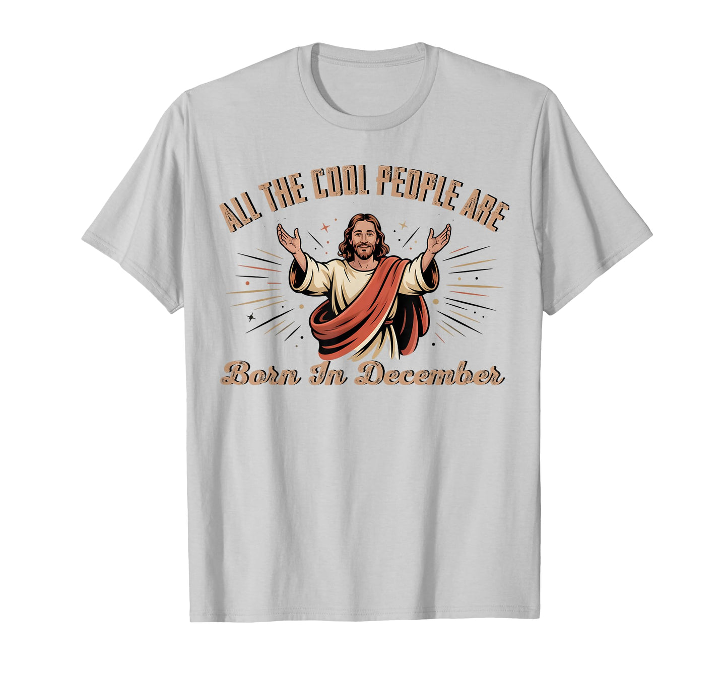 Retro Cool People are Born in December Christian Christmas T-Shirt