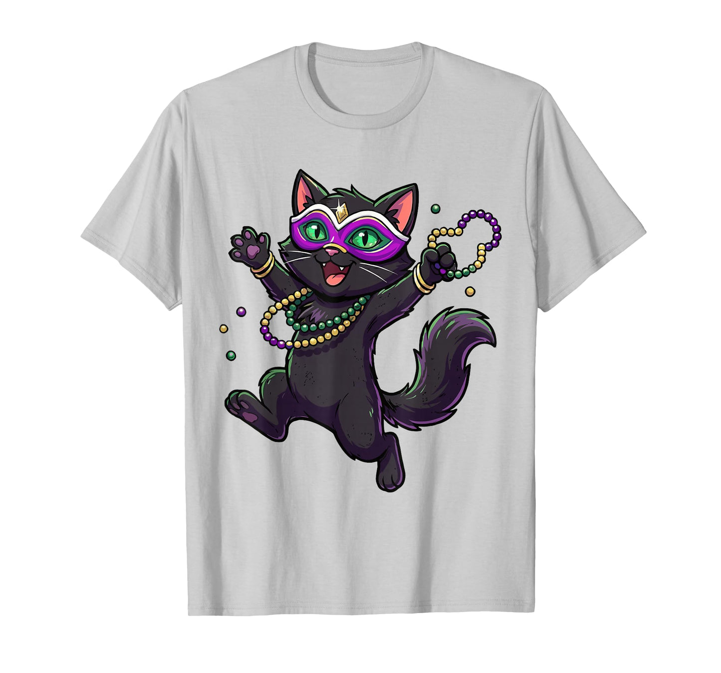 Cute Mardi Gras Cat for Women Girls Cat Lovers Carnival Mask T-Shirt