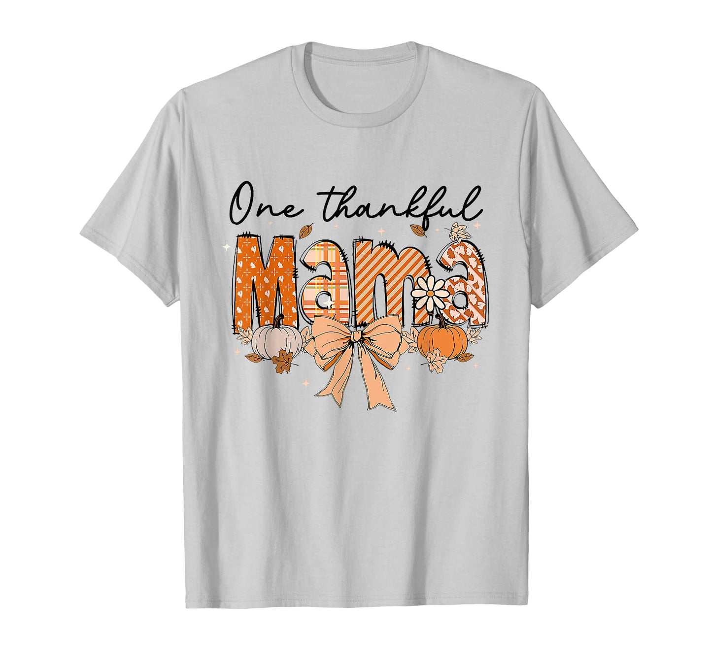 One Thankful Mama Pumpkin Fall Coquette Bow Thanksgiving Mom T-Shirt