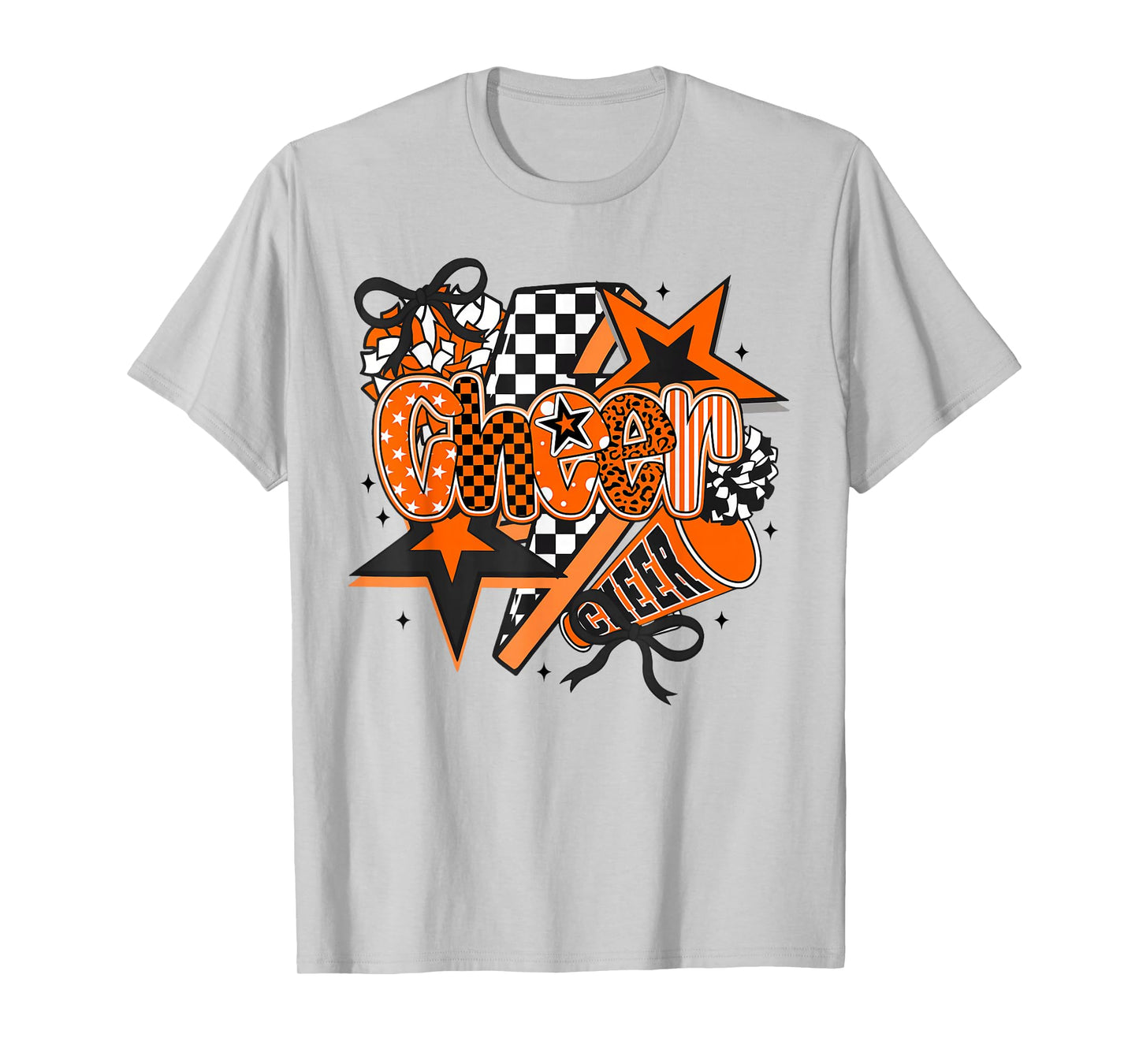 Preppy Cheer Game Day Cheer Mom Cheerleader Go Cheer Orange T-Shirt