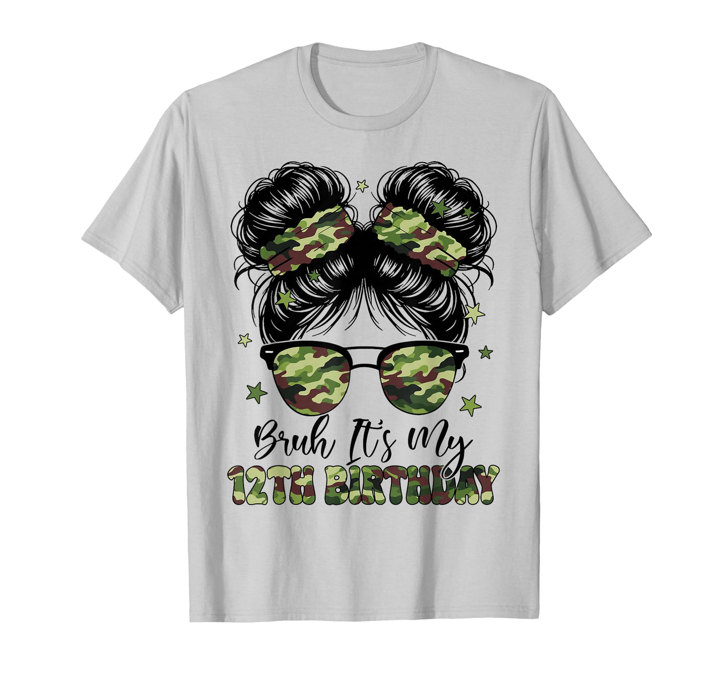 Bruh Its My 12th Birthday Girl Camo Twelve 12 Years Old Kids T-Shirt