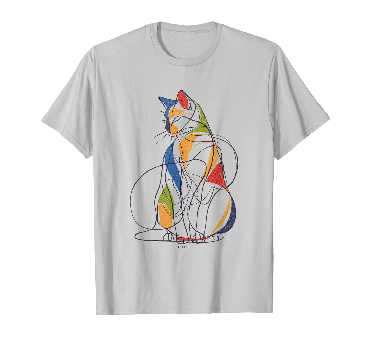 Minimalist Cat Outline Drawing One-Line Minimalism Cat Men Women Kids T-Shirt