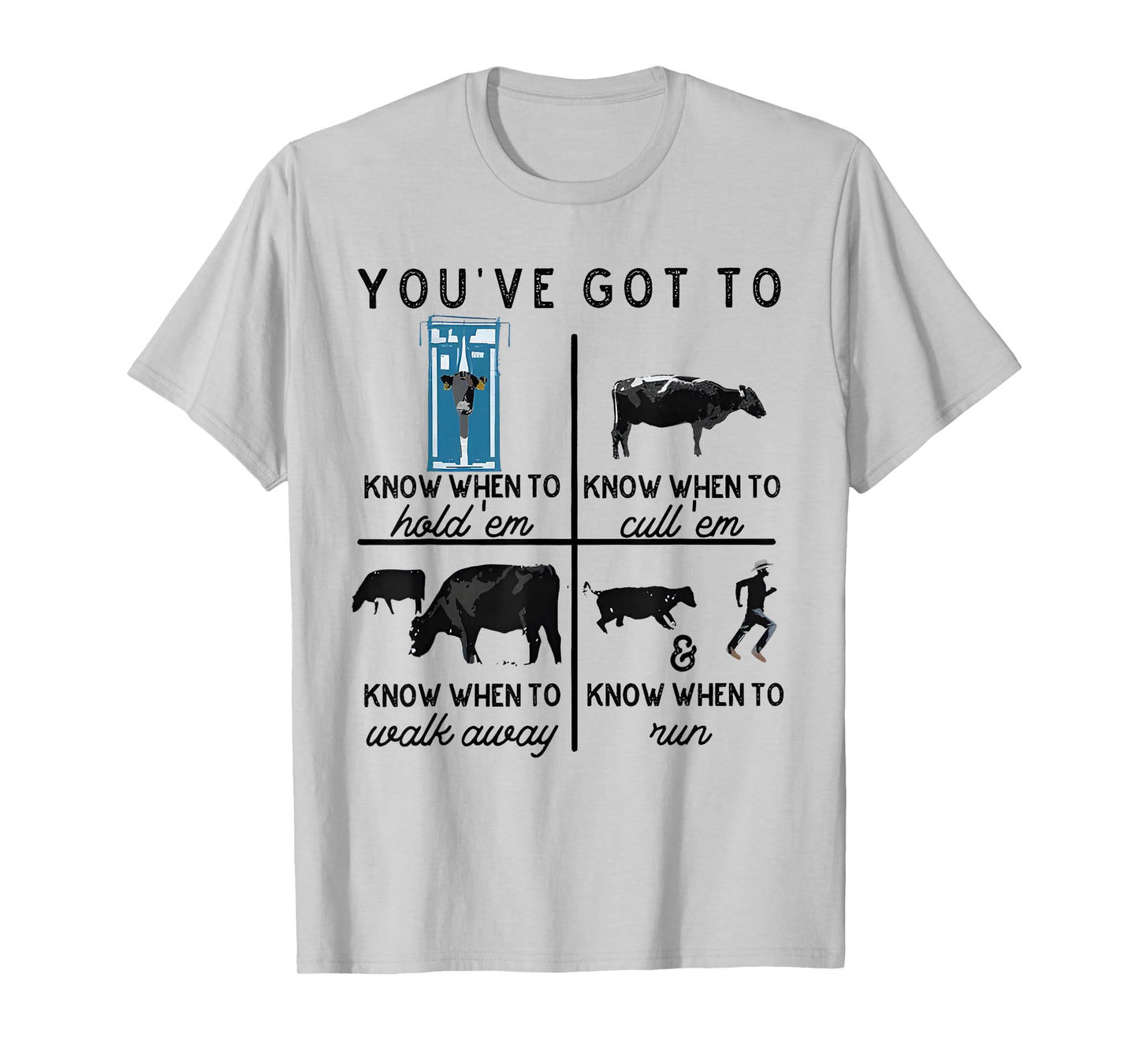 You've Got To Know When To Hold'em Retro Funny Cow Lover T-Shirt