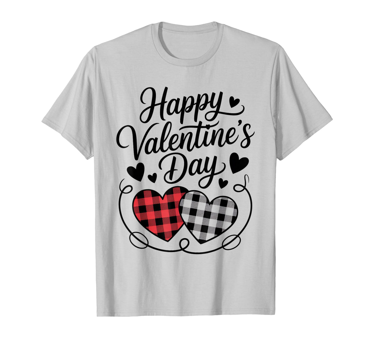 Happy Valentines Day Plaid Hearts Cute Love T-Shirt