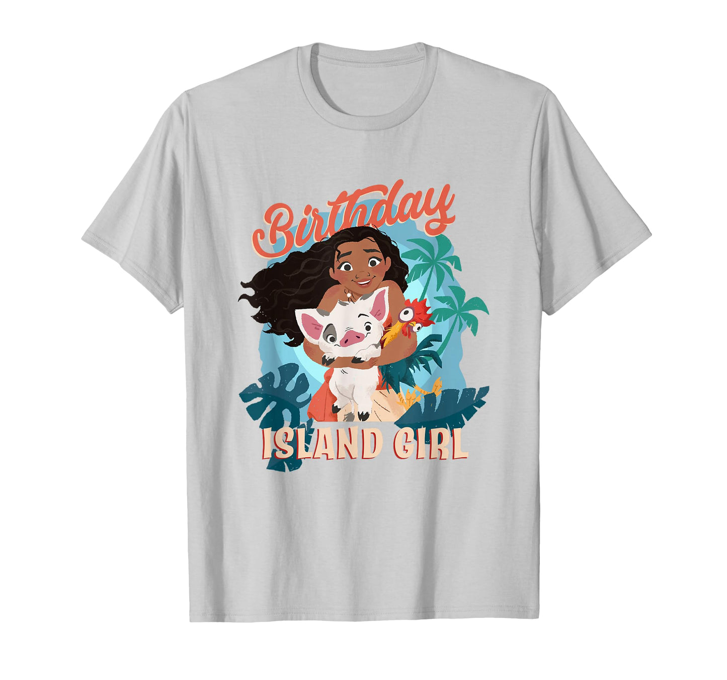 Disney Moana Birthday Island Girl Moana Pua Hei Hei Big Logo T-Shirt