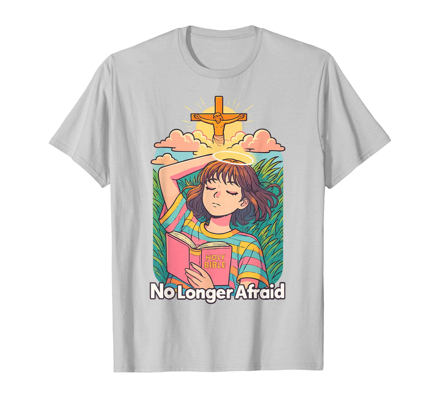 Christian Anime Manga No Longer Afraid Kawaii Bible Pink T-Shirt