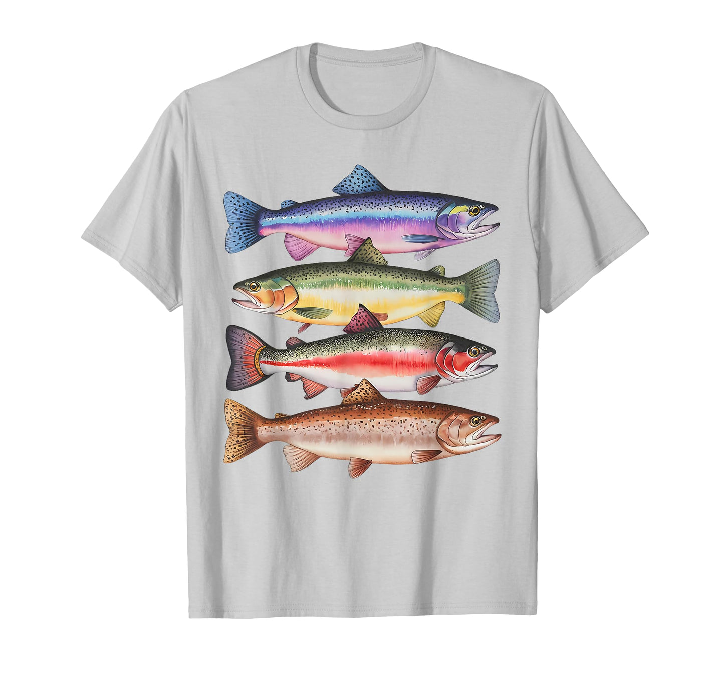 Abstract Colorful Trout In A Row For Fishing Lovers Men Kids T-Shirt