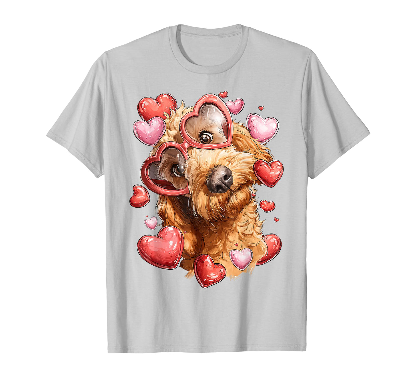 Golden Doodle Dog Goldendoodle Valentine's Day Heart T-Shirt