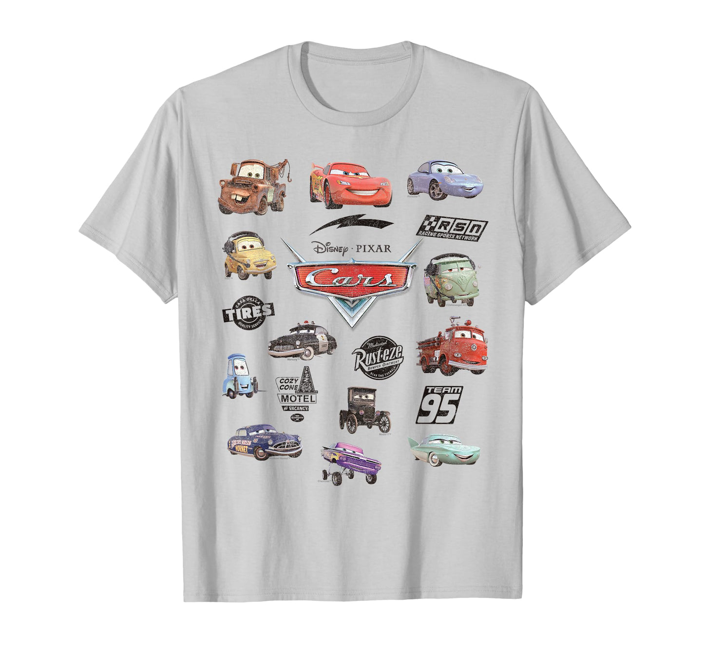 Disney Pixar Cars Radiator Springs Neighbors Distressed Art T-Shirt