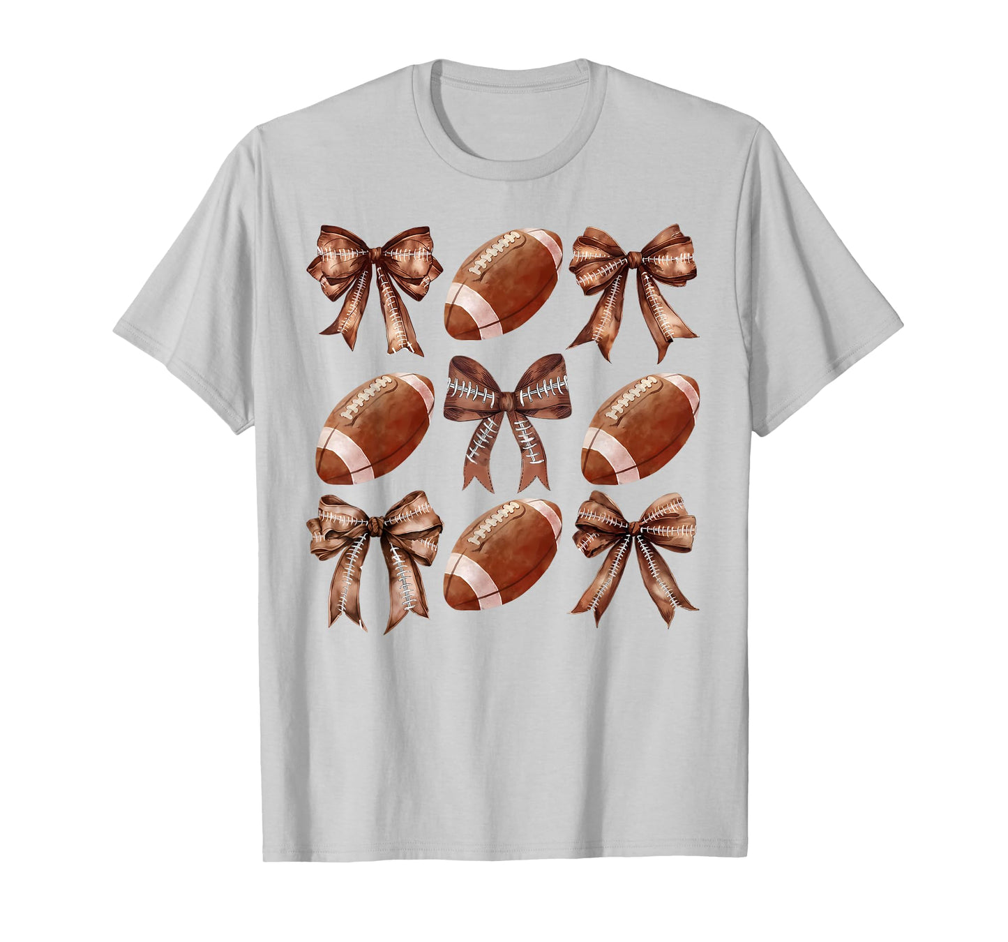 Football Fall Coquette Bow Football Mom Mama Game Day Cheer T-Shirt