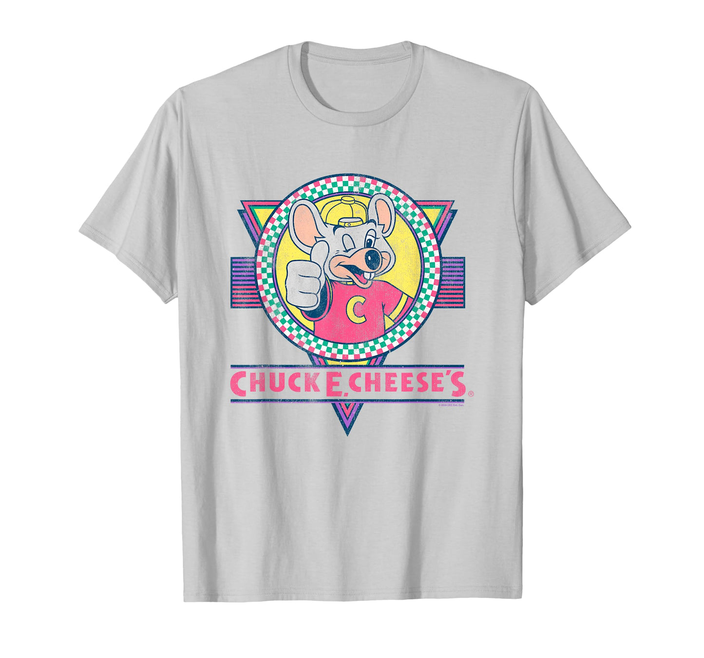 Chuck E. Cheese Winking Thumbs Up Logo Distressed T-Shirt