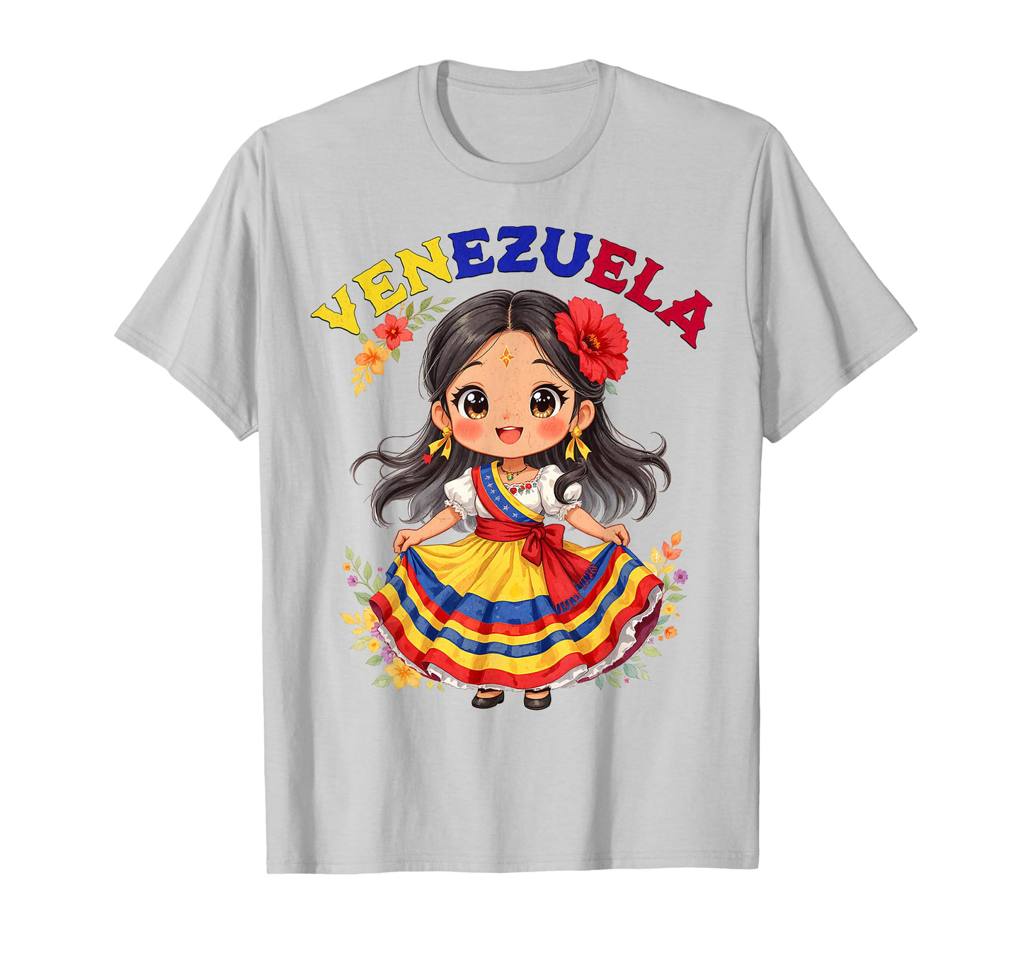 Cute Venezuela Girl Traditional Dress Colorful Art Kids T-Shirt