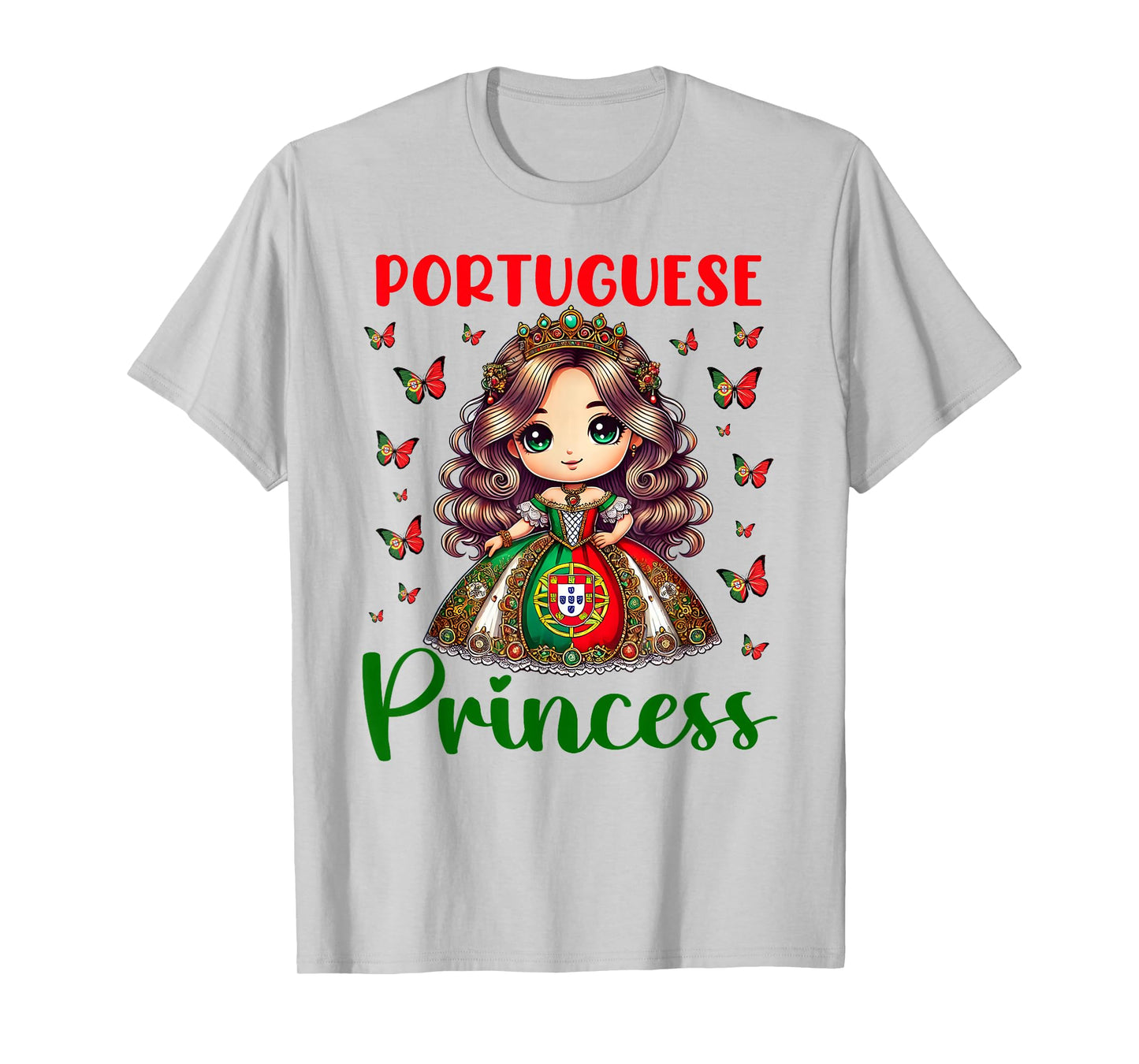 Portuguese Princess Portugal flag and Butterflies for girls T-Shirt
