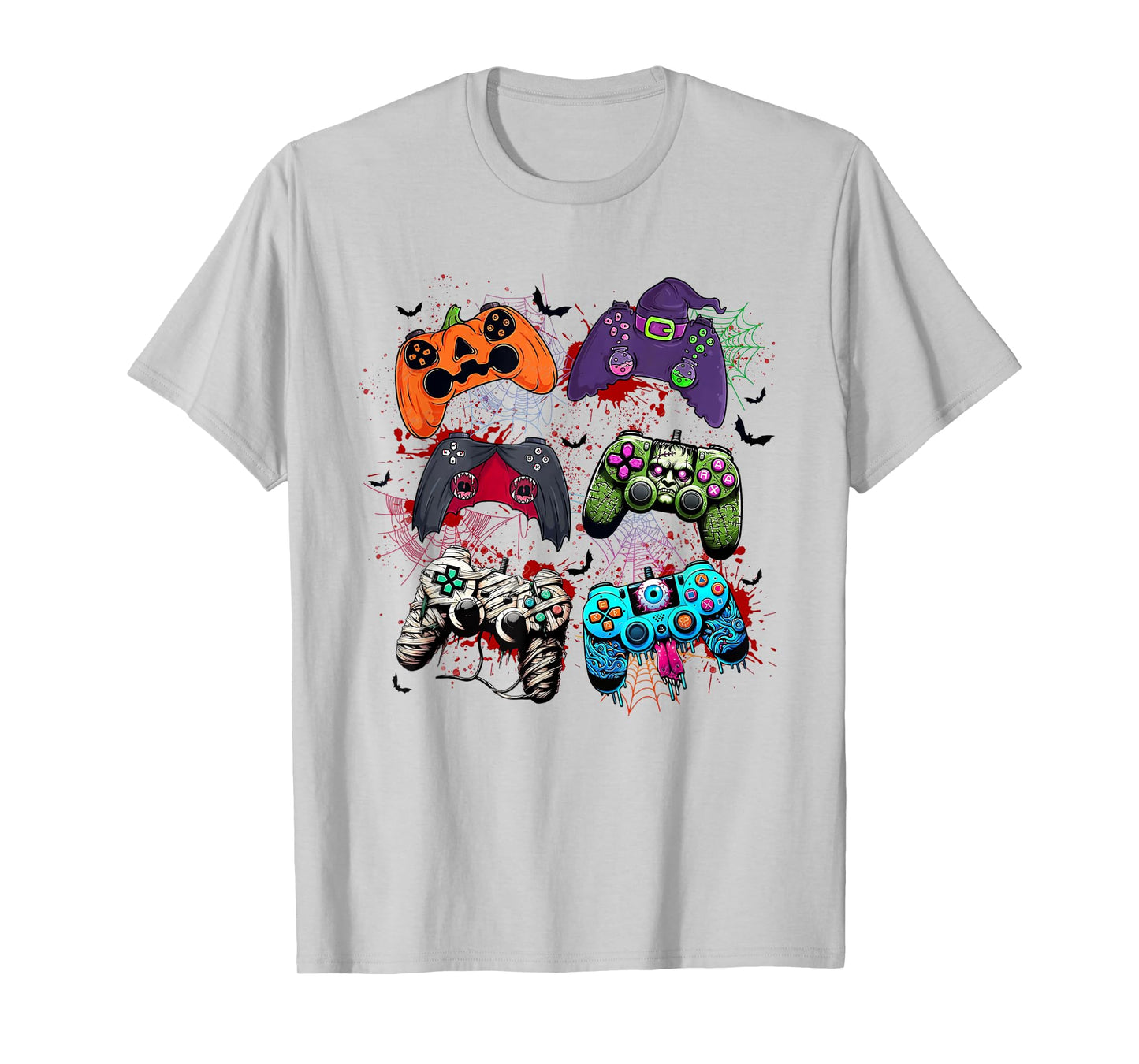 Halloween Skeleton Zombie Mummy Gaming Controllers Boys Kids T-Shirt
