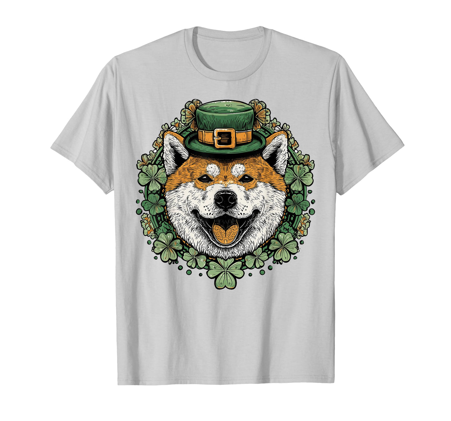 Akita Dog St. Patricks Day Pattys Day Irish Leprechaun Luck T-Shirt