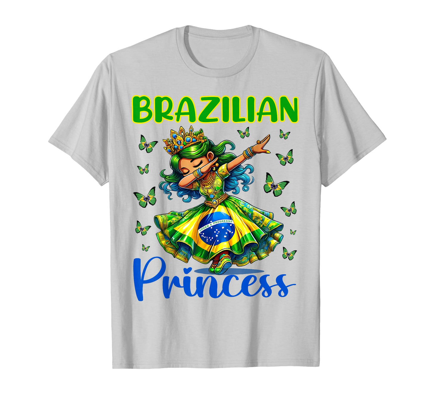 Brazilian Princess Dab Girl Flag Dress Heritage Girls Kids T-Shirt