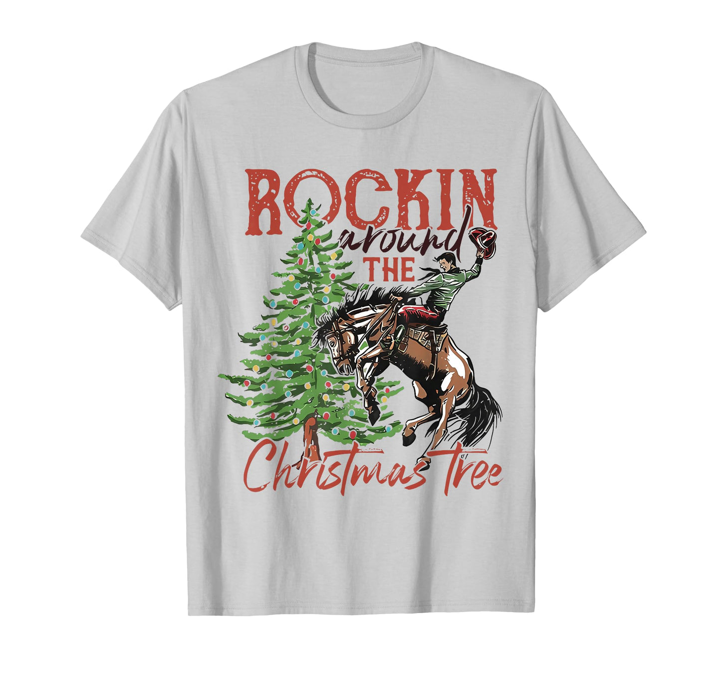 Rocking Around The Christmas Tree Santa Rock and Roll Guitar T-Shirt