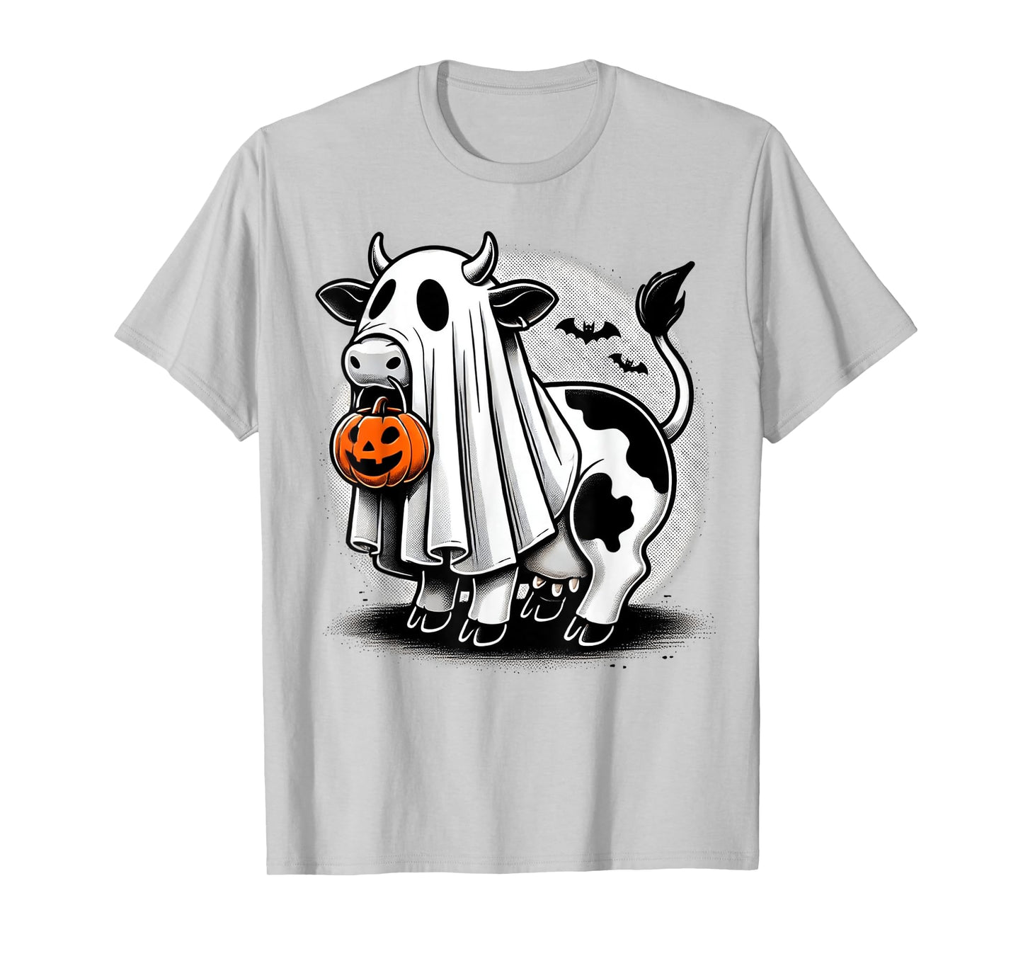 Awesome Moo Halloween Cow Wearing Ghost Costume With Pumpkin T-Shirt