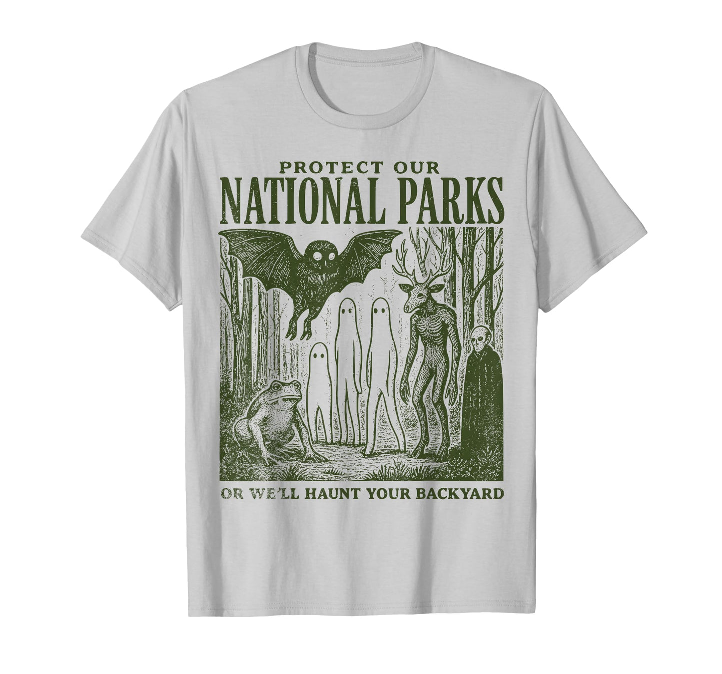 Protect Our National Parks Mothman Cryptid Weirdcore Horror T-Shirt