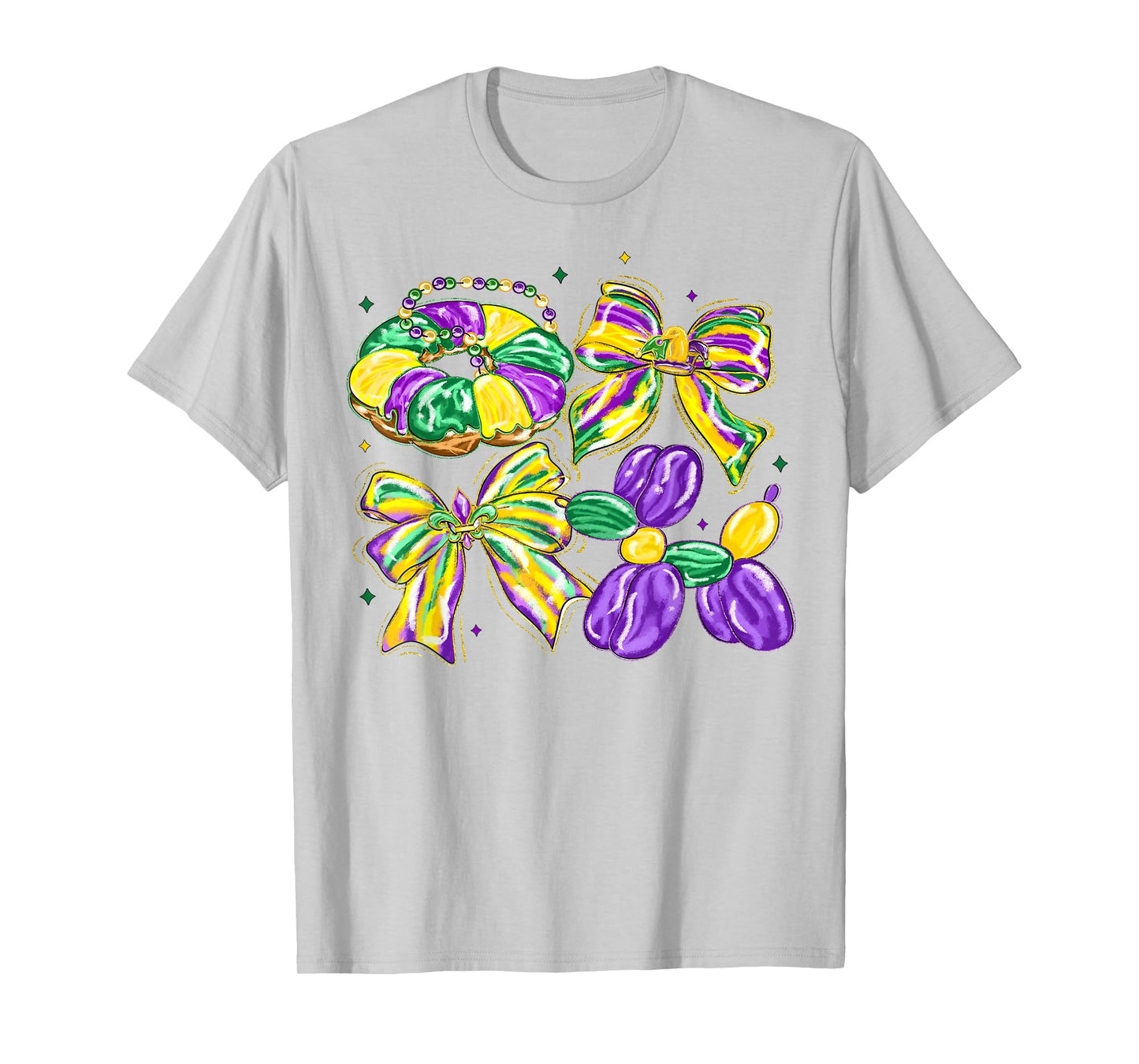 Mardi Gras Coquette Bow Dog Beads New Orleans Fleur De Lis T-Shirt