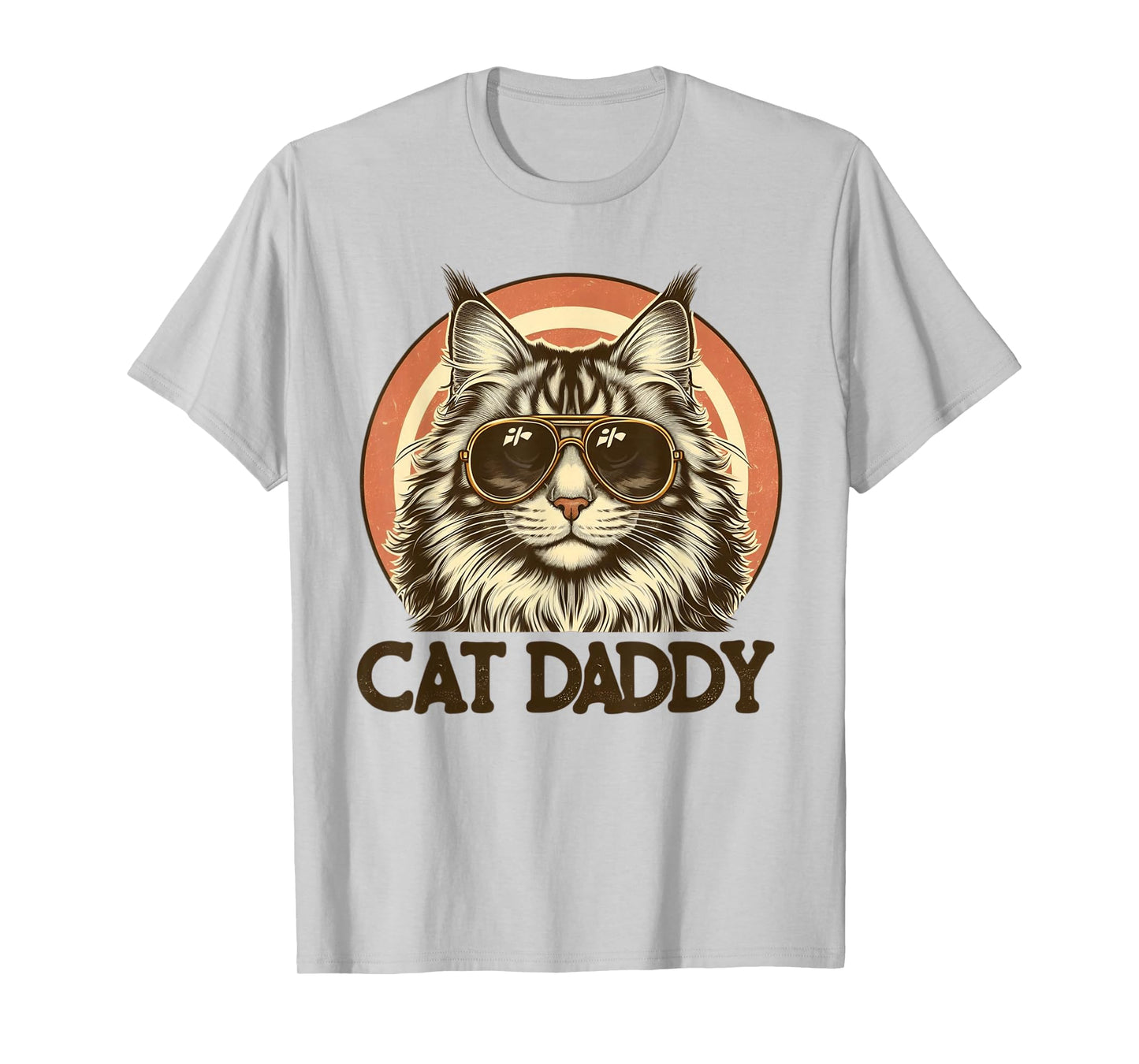 Cat Daddy Cool Maine Coon Cat Father's Day Retro Cat Dad T-Shirt for Men Women Kids
