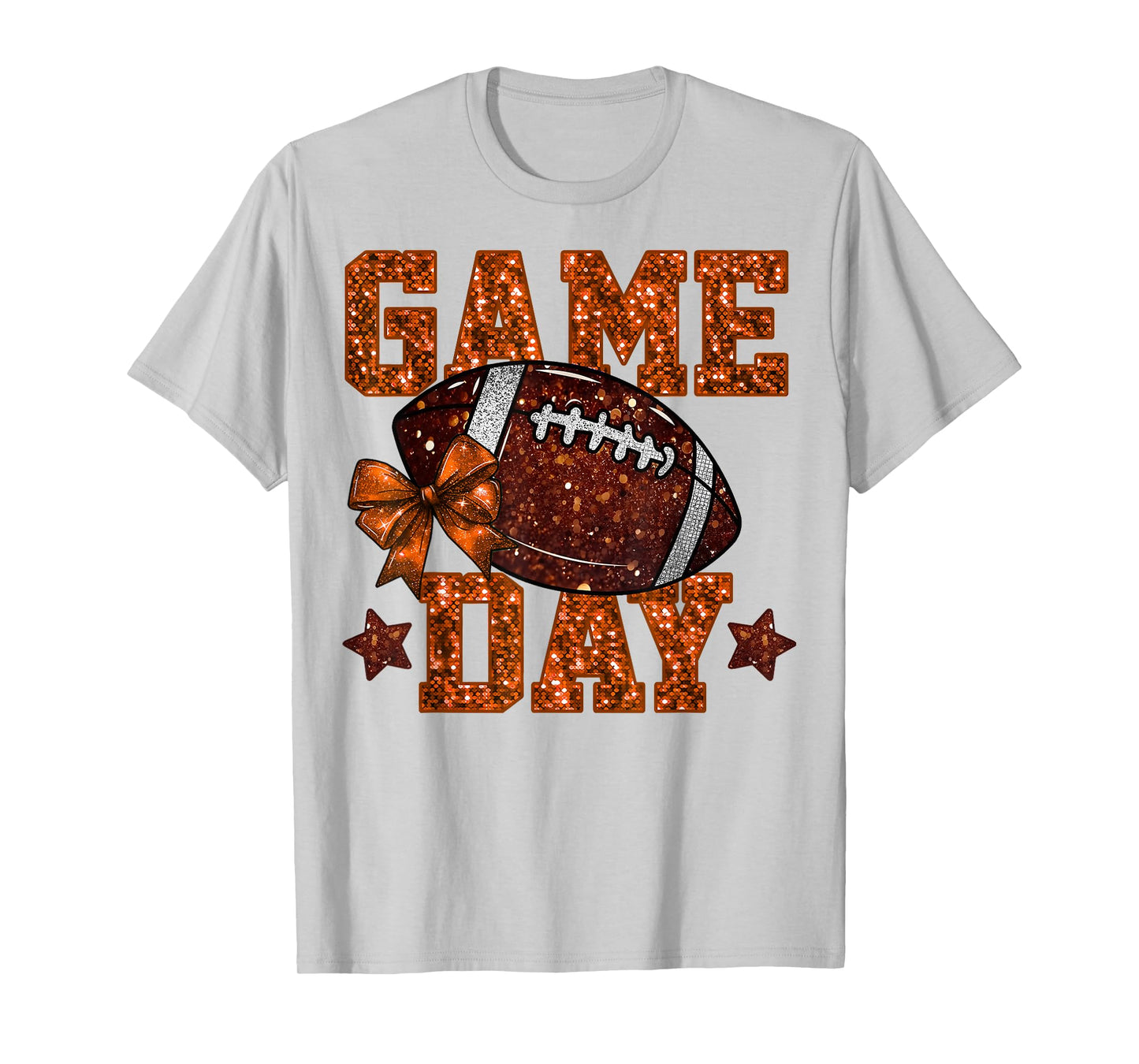 Game Day Football Orange Coquette Bow Team Spirit Touchdown T-Shirt