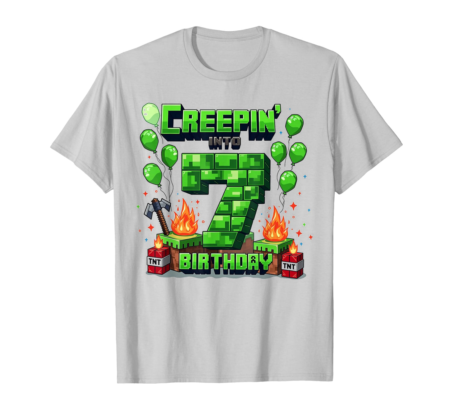 It's My 7th Birthday Boy Gamer Creepin’ Into 7 Gamer Pixel T-Shirt