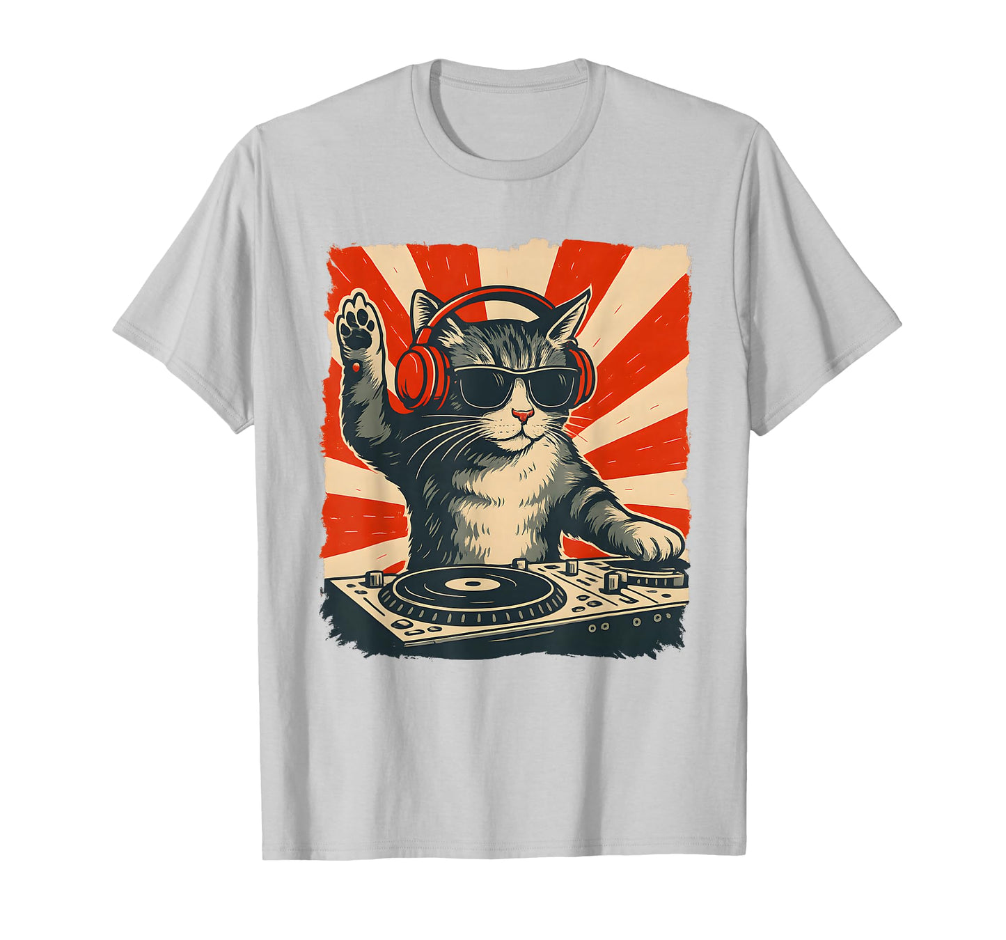 DJ Cat Funny Vintage Style Music Cat T-Shirt
