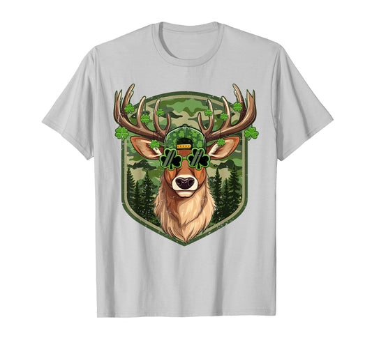 St Patricks Day Buck Camo Deer Retro Hunting Boys Cap Men T-Shirt