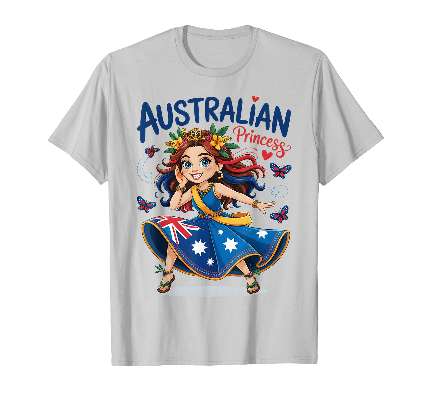 Australian Princess Girl in Flag Dress Outfit for Girls Kids T-Shirt