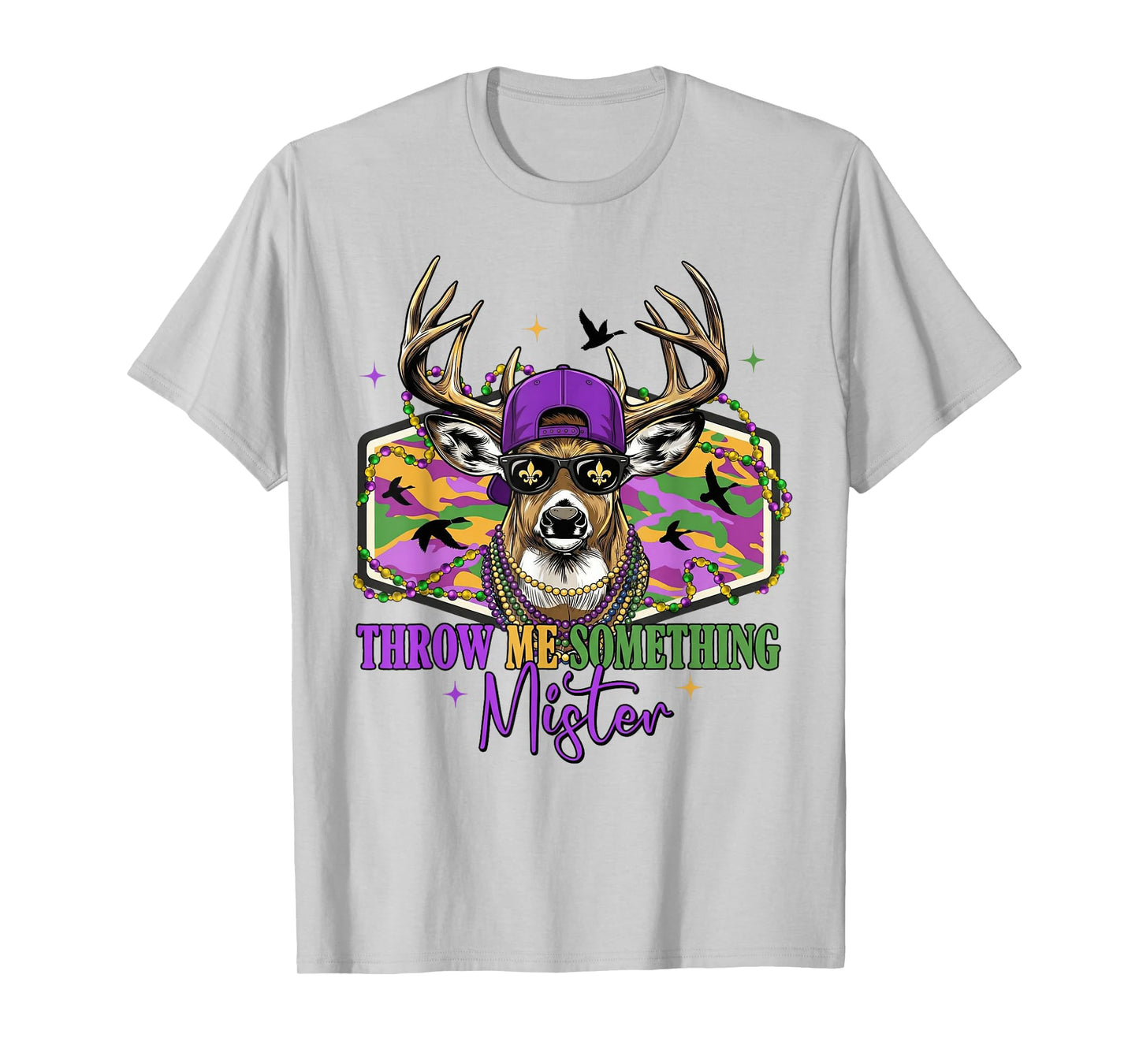 Throw Retro Me Something Mister Camo Deer Hunting Mardi Gras T-Shirt