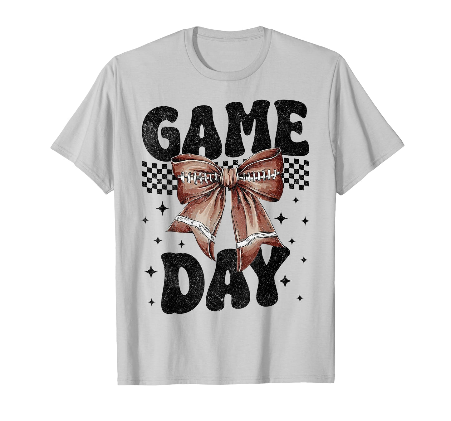 Coquette Football Bow Game Day Touchdown Seasons Girls Women T-Shirt