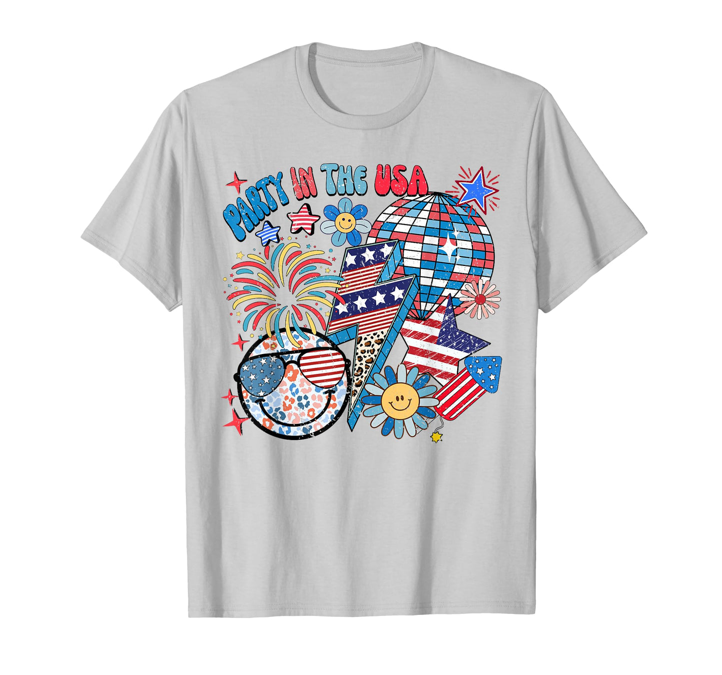 American Flag Party In USA 4th July Patriotic Kids Teen Girl T-Shirt