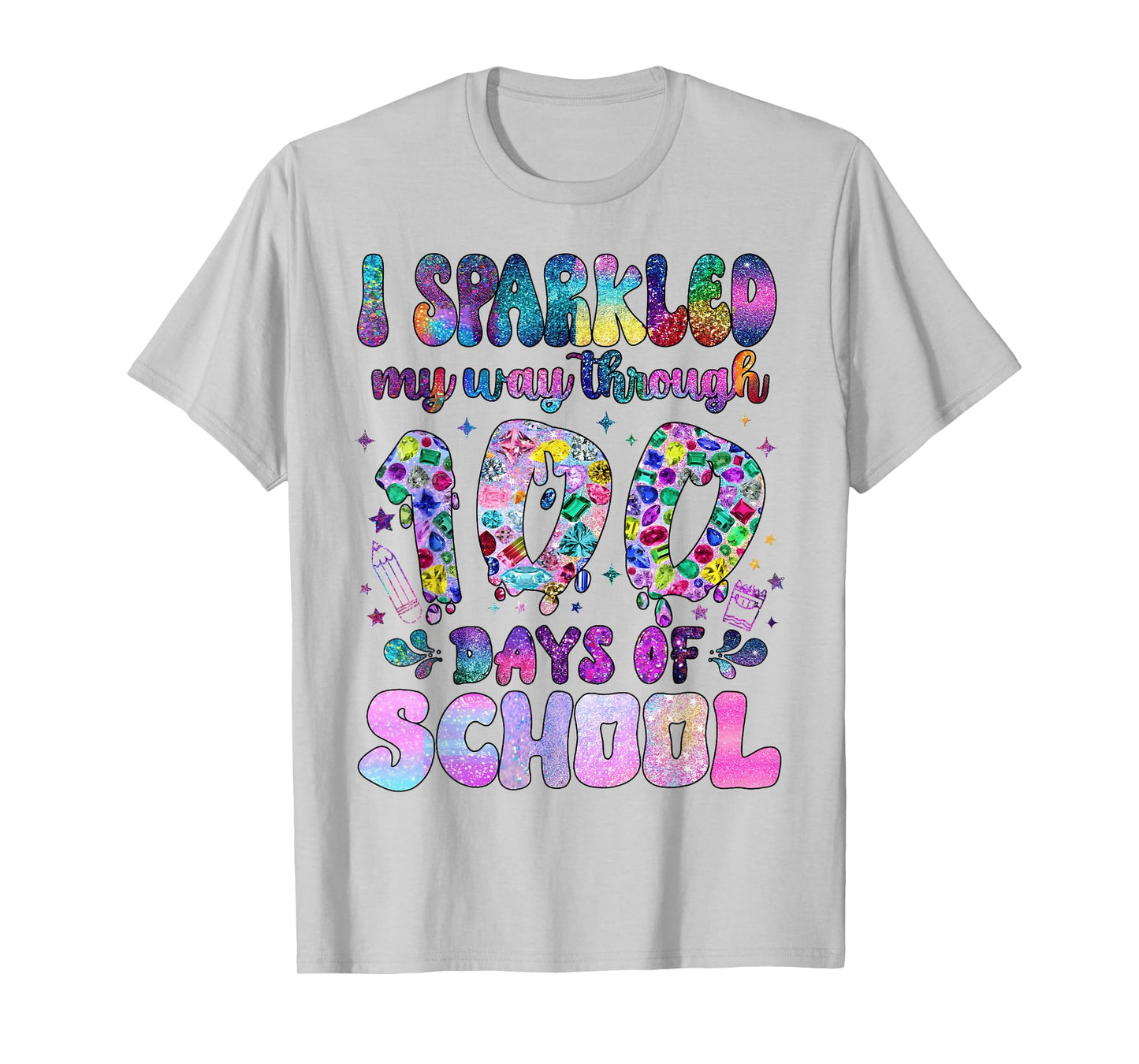 I Sparkled My Way Through 100 Days of School Girl Teacher T-Shirt