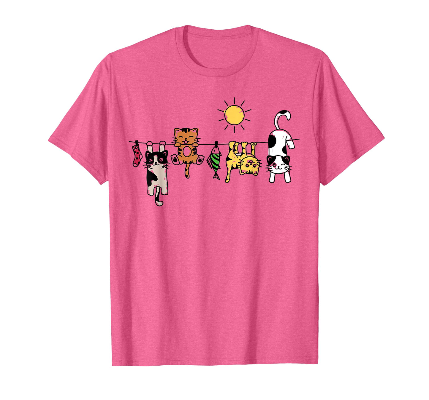Cute Cats Hanging on a Clothes Line Funny Cat T-Shirt for Men Women Kids