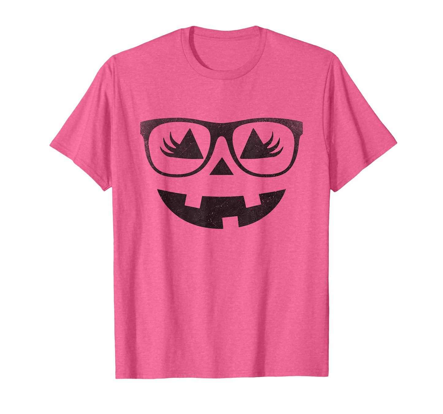 Jack O Lantern Pumpkin with Glasses Eyelashes Halloween T-Shirt