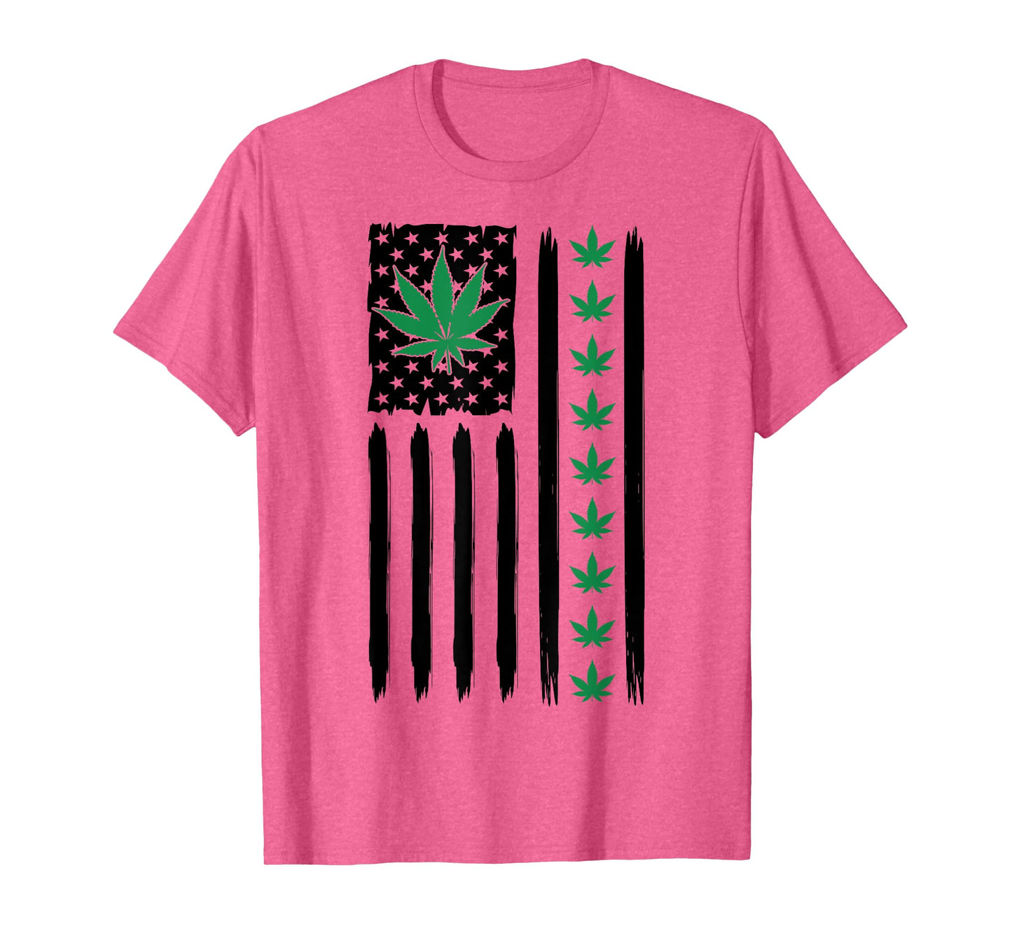 USA Flag Marijuana Leaf Funny US Pot Weed Hippie Marijuana T-Shirt